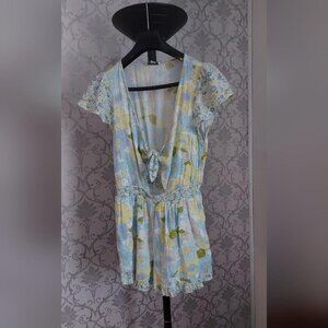Coquette Cottagecore American Eagle Romper Floral Tie-Front Boho Chic Size Small